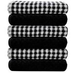 Casabella Pack Of 6 Terry Towelling Cotton Kitchen Tea Towels. Soft Kitchen Tea Towels Set, Highly Absorbent Dish Towels & Bar Towels Unbeatable Price (6 Pieces Set, Black)