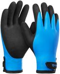 KAYGO Waterproof Thermal Work Gloves, Double Latex Coated, Good Grip and Dexterity, Insulated Liner Warm for Freezer Storage Cold Weather Fishing Winter Outdoor Jobs, KG145W (Blue, X-Large)