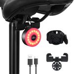 Rear Bike Light 90hrs Autonomy - Compact Size, IP65 Waterproof, USB C Rechargeable, Quick Release Mounts for Saddle & Seatpost, with 5 Steady Flash Modes, DON PEREGRINO M2 Bike Back Light