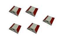 Road Reflector, White/Red Plastic Reflective Studs Road Safety Base with Reflector, Set of 5 Pieces