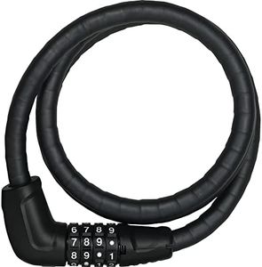 Abus Cadenas à câble blindé Steel-O-Flex Tresorflex 6615C - Cadenas à Combinaison en câble d'acier avec Blindage en Douilles d'acier Niveau de sécurité 5-120 cm, Noir