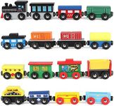 KABENFIS 16 PCS Wooden Train Set Ma