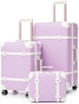 NZBZ Vintage Handmade Luggage Sets for Women, PU Leather Retro Suitcase, Cute Vintage Trunk Luggage 3 Pieces, Vintage Suitcase Set for Travel with TSA Lock (Purple, 14inch & 20inch & 28inch)