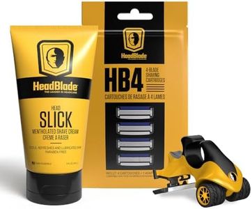 ATX Men's Head Shaving Basics Bundle with 5oz HeadSlick Cream, Razor, Blade Refills