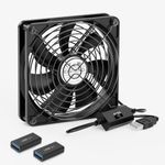 ELUTENG 120mm USB PC Fan 5V with 3 Adjustable Speeds, Portable USB Computer Fan High Airflow Electronic Cooling Lüfter with USB Feamle to USBC Female Adapter for Laptop/TV Box/AV Cabinet/PS5/Router