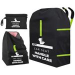 Car Seat Travel Bag for Airplane, Portable CarSeat Cover with Shoulder Strap, Premium Gate Check Bags Fits All Baby Infant Carriers & Booster & Convertible, Baby Air Travel Essentials (Black--A)
