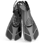 Lealinga Snorkel Fins, Swim Fins Flippers Adult Adjustable Snorkeling Diving for Adult Men Women Unisex, Travel Size Open Heel Swimming Flippers Training Fins with Mesh Bag