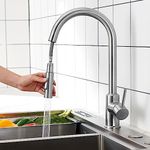 CECIPA Extendable Kitchen Tap with 2 Spray Modes, High Arc Kitchen Mixer Tap with Shower, 360° Rotating, Easy Installation, Brushed
