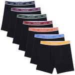 INNERSY Men's Cotton Boxer Briefs Stretchy Underwear Multipack for a Week(Weekly Black,Medium)