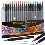 Colorful Art Co. Watercolour Pens - 20 Piece Set with Premium Brush Tip – Vibrant Paint Markers for Blending, Painting, Colouring, Lettering, Calligraphy, Art & Crafts. Perfect Colouring Pens