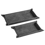 Navaris Faux Leather Tray Set - 2 Valet Organizer Trays for Bedside Table, Night Stand, Desk - Store Keys, Change, Wallet, Phone, Glasses - Black