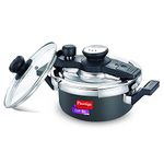 Prestige Svachh Clip-on Mini Hard Anodized Aluminium Outer Lid 2 Liter Pressure Cooker, Black