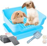 Bumbox Rabbit Large Litter Box w/Plastic Grid Safe for Bunny feet - Training Rabbit Cage Indoor or Outdoor for Small and Large Animal, 15.75in - Blue