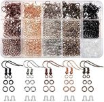 TOAOB 150pcs Hypoallergenic Earring Hooks Mixed Colors Ear Wire Hooks Earring Making Kit with 1000pcs Open Jump Rings 200pcs Earring Backs for Jewelry Making Findings