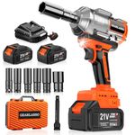 GEARLASSO 1600Nm(1200Ft-lbs) Cordless Impact Wrenches High Torque 1/2" Brushless Impact Gun with 2 x 4.0Ah Batteries, 6 Sockets, Charger, Extension Bar, Variable Speeds for Home/Car/Truck/RV/Mower