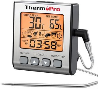 ThermoPro TP16S Thermomètre à Viande numérique précis pour fumoir, Cuisson, Barbecue, avec Mode minuterie et rétroéclairage