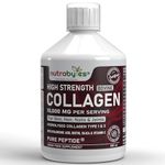 Collagen Liquid 10000mg, Hydrolysed Peptides | Hyaluronic Acid, Biotin, Silica, Vitamin C, Vitamin B12 | Healthy Skin, Hair, Nails, Joints, Muscles | Grass Fed Bovine | Liquid Collagen for Women & Men