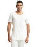 Jockey 2400 Men's Super Combed Cotton Rich Half Sleeved Thermal Undershirt with Stay Warm Technology_Off White_L