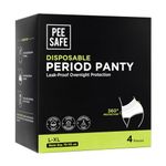 Pee Safe Disposable Period Panties for Women Leak Proof | L-XL | Pack of 4 | 360° Protection | Overnight Comfort | Rash & Toxin Free | No Leakage | Seamless Fit | Period Panty for Heavy Flow White