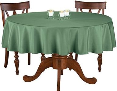 Collections Etc 70 Inch Round Solid Colored Tablecloth, 100% Durable Polyester, Green