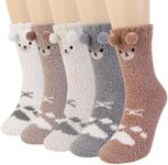 QKURT 5 Pairs Ladies Fluffy Socks, 