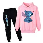 Xpialong Blue Cat Girls Boys Hoodie and Trousers 2 Pcs Cotton Tops Jumper Hoodie Suit for Unisex Kids (Pink1,12-13 Years,12 Years,13 Years)