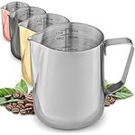 Frothing Pitcher – Best Milk Frother Steamer Cup - Easy to Read Creamer Measurements Inside - Foam Making for Coffee Matcha Chai Cappuccino Latte & Hot Chocolate – Stainless Steel 12oz/350ml