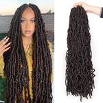 Xtrend 7 Packs 24 Inch Nu Faux Locs Crochet Hair Long Dark Brown Pre looped Gypsy Locs Crochet Hair Synthetic Goddess Faux Locs Braids Hair Natural Wavy Dreadlock Braids Hair Extensions 4#