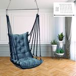 Patiofy Cotton Large Soft Leather Velvet Hammock Hanging Swing Chair, Jhula For Adults, Swing For Indoor/Outdoor, Home, Balcony & Garden, 200 Kgs Weight Capacity (Free Hanging Accessories- Grey)