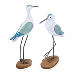 EXCEART 2pcs Wooden Seagull Figurine Mediterranean Style Coastal Nautical Bird Statue Ornaments Nautical Woodcarving Statue Home Table Decorations (Green)