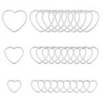 UNICRAFTALE about 36pcs 3 Sizes Heart Link Charm Stainless Steel Linking Circle Frames Connectors Metal Hollow Charm for Bracelet Necklace Jewelry Making Stainless Steel Color