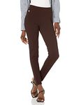 Zac & Rachel Women's Pull on Ankle Pant with Metal Tab, Chocolate, X-Large