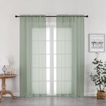 OWENIE Sage Green Sheer Curtains 72 Inches Long 2 Panels Set, Transparent Voile Sheer Curtain Rod Pocket Gauze Drapes for Living Room Bedroom Sliding Glass Door Treatment, 2 Pcs Each 42 x 72 Inch