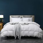 Three Geese Luxurious Hotel Collection King Down Comforter-Medium Warmth All Season Duvet Insert-Natural Cozy 100%Cotton 1000Thread Count, 750 Fill Power with 48oz Fluffy Down.