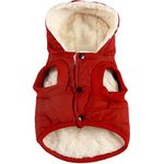 JoyDaog(Warm Fleece Lining) Dog Hoodie in Winter,Small Dog Jacket Puppy Coats with Hooded(Red M)