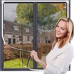 Magnetic Window Screen,UtauHom Fly Screen for Windows Max Size 60 x 80cm，Fiberglass Mesh Easy Installation Prevents Insects/Flies/Mosquitoes from Entering The Room（White Frame with Grey Net）