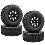 Acekeeps 4-Pack 1/10 RC Short Course SC Truck Tires Mounted Hex 12mm Wheels for Traxxas Slash Losi Tenacity SC Exceed RC Car