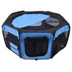 PawHut Portable Cat Dog Playpen Pet Puppy Rabbit Guinea Pig Pen Run Dia 90 x 41H cm Indoor & Outdoor Blue