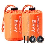 Emergency Sleeping Bag, Esky 2 Pack Portable Survival Thermal Bivy Sack, Waterproof Lightweight Survival Shelter Blanket Bags with Compass and Whistle for Camping Hiking Outdoor Adventure