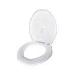 Luxart Oval Shape Toilet Seat Cover with Round Edges, PVC Cover for Western Toilet Seat - Glossy Finish, Sleek Design - Non-Soft Closing Commode Seat with Cover with Installation Kit (EFFO)