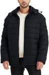 BEST SOUTH Men's Winter Puffer Jacket Hooded Puffy Fleece Warm Lightweight Coat Outerwear Cold Weather, Black Ink, 4X-Large