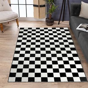 Seavish Checkered Rug, 4x6 Ft Black and White Rug Moroccan Checkerboard Rug Outdoor Foldable Washable Area Rug Floor Cover Indoor Carpet for Living Room Bedroom Dining Room Patio Porch