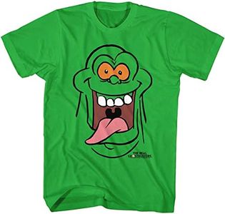 American Classics The Real Ghostbusters Slimer Face Adult Short Sleeve 80s TV Graphic Tees, Green