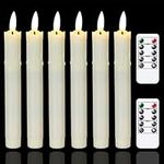 Mavandes Flameless Flickering Taper Candles Two Remote, 7.5 Inch Ivory Battery Operated LED Window Candles Timer,Set of 6 Plastic Dripping-Wax Effect Flameless Candlesticks(0.86” Dia,Warm Fire)