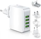 Universal Travel Adapter Worldwide,4 USB Charger Plug Adaptor,22W 5V/4.4A Multi USB International Travel Adaptor UK to European EU US AUS Japan Plug for iPhone,iPad,Android,Tablet