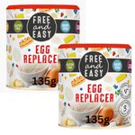 Egg Replacer Gluten Free and Vegan Bundle Containing 2 Tubs of Free and Easy 135g Egg Replacer For Desserts, Cakes, Pancakes, Meringues