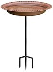 Garbuildman Extra-Large Freestanding Birdbaths Bowl, Detachable Decoration Spa with Metal Stake Stand & Birdfeeder for Outdoor Garden, Oval Style, Chocolate