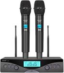 G-MARK Wireless Microphone System, Professional UHF Dual Channel Handheld Cordless Dynamic Mic Set for Home Karaoke,Church, DJ, Wedding, Meeting, Events, 200ft Range