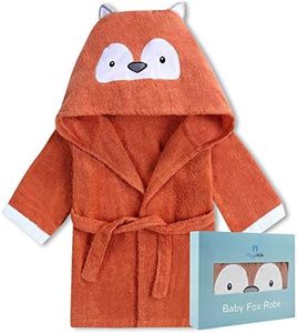 BlueMello Baby Fox Bathrobe | Ultra-Soft Hooded Robe for Toddlers 0-6 Months | Essential Bath Towel for Infants | Ideal for Baby Boy Accessories and Newborn Registry | Perfect Baby Girl Shower Gift