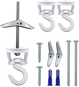 Swivel Swag Hooks for Ceiling Hanging - Ceiling Hooks for Hanging Plants - Ceiling Hangers Heavy Duty for Hanging Light - Zinc Bolt Hook Installation for Cavity Wall Fixing (White 4 Pack)